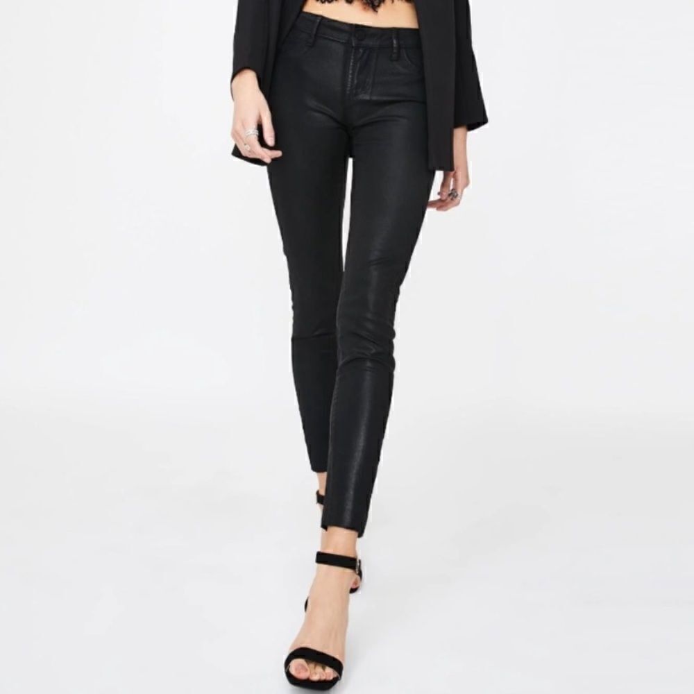 Articles of Society Sarah Skinny Raw-Hem Pant - Black Coated